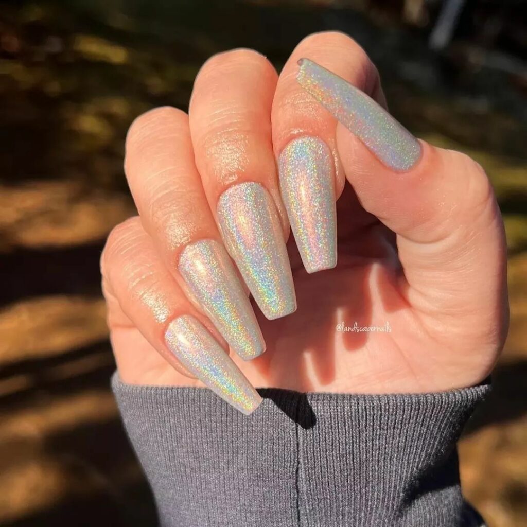 Silver Holographic Coffin Nail