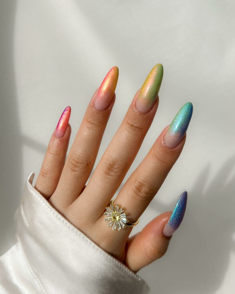 Multi-Colored Metallic Ombre Nails