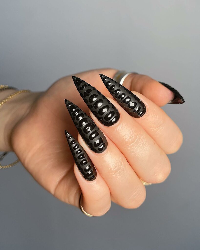 Black Snake Skin Nails