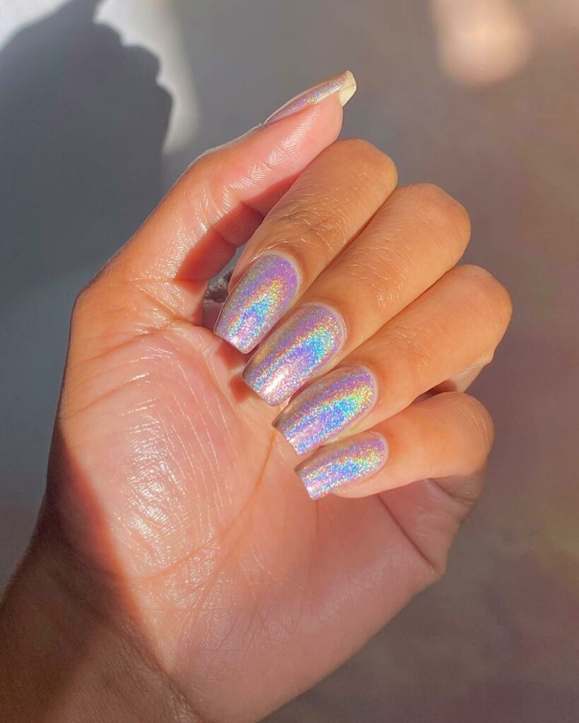 Holographic Square-Shaped Nail