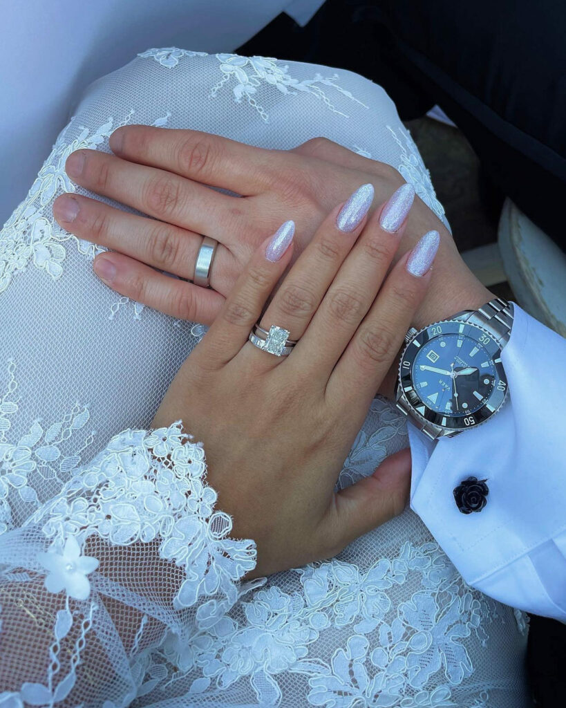 Glittery White Nail