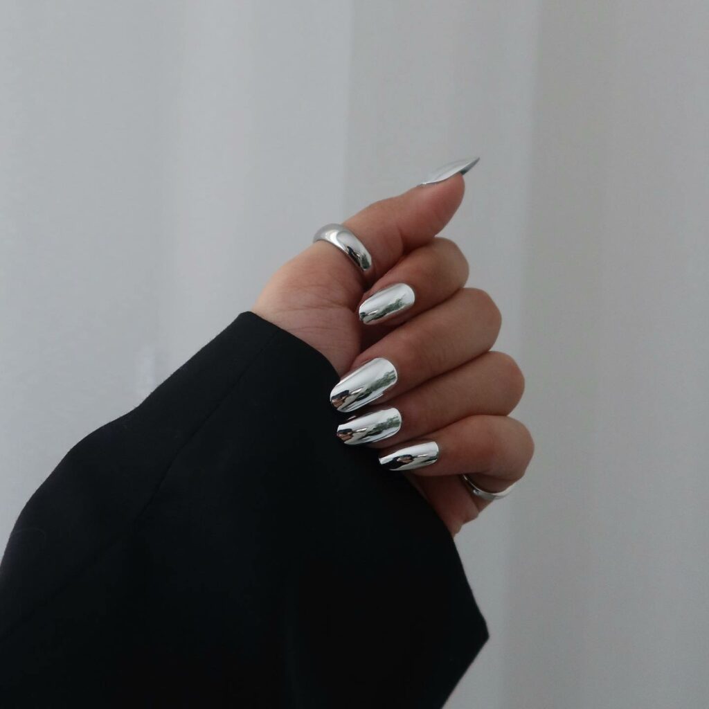 Metallic Silver Nails