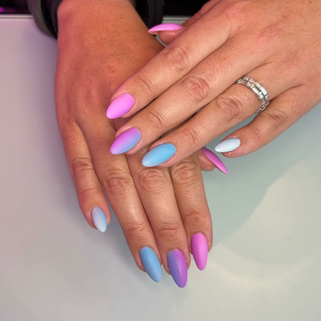 Blue And Purple Cotton Candy Nails
