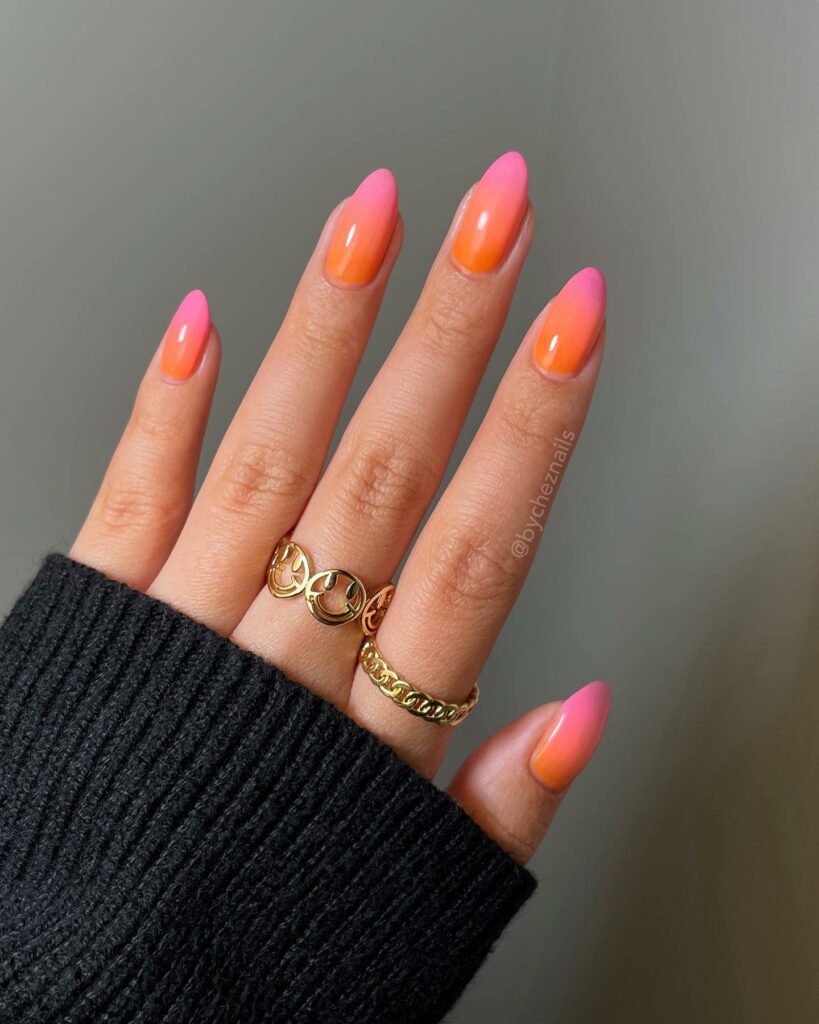 Pink And Orange Ombre Nails