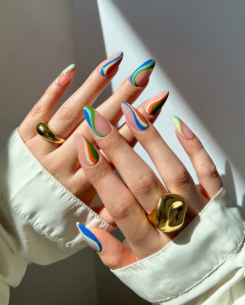 Multi-Colored Swirl Nails