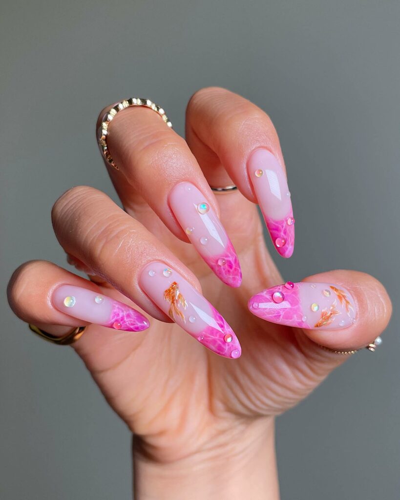 Bubble Pink French Nails