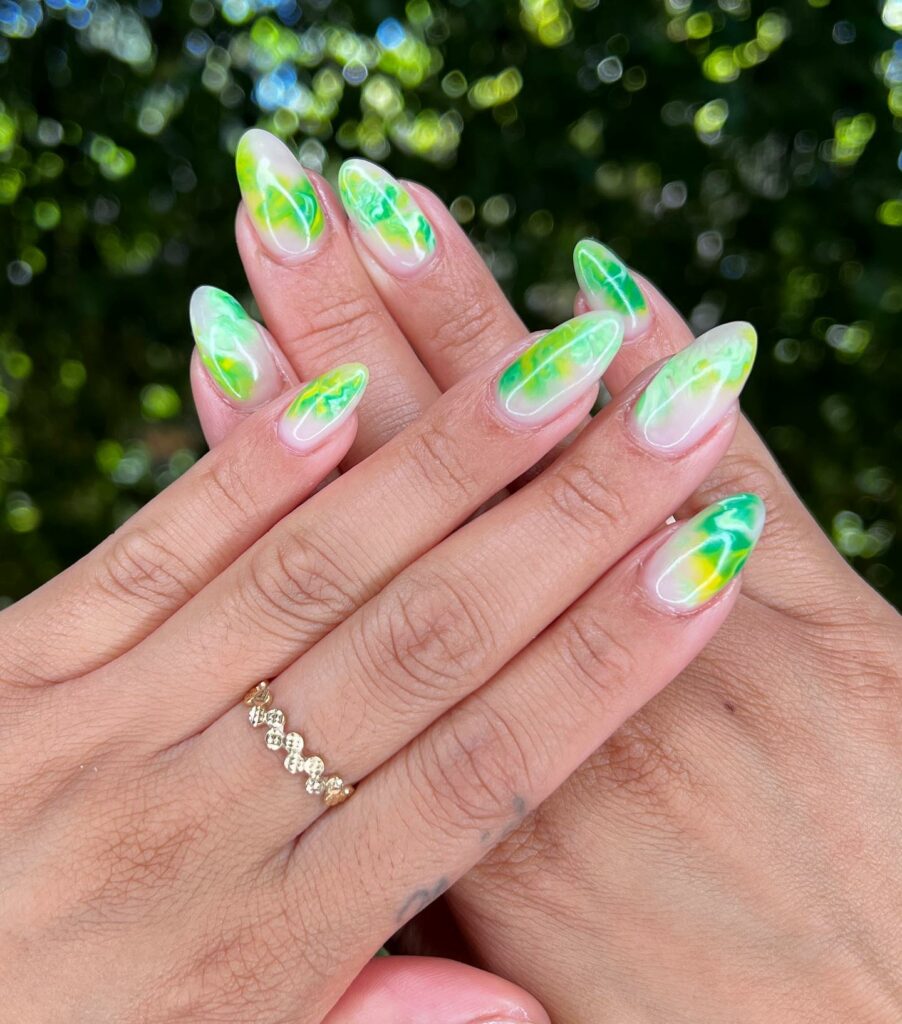 Green Marble Ombre Nails