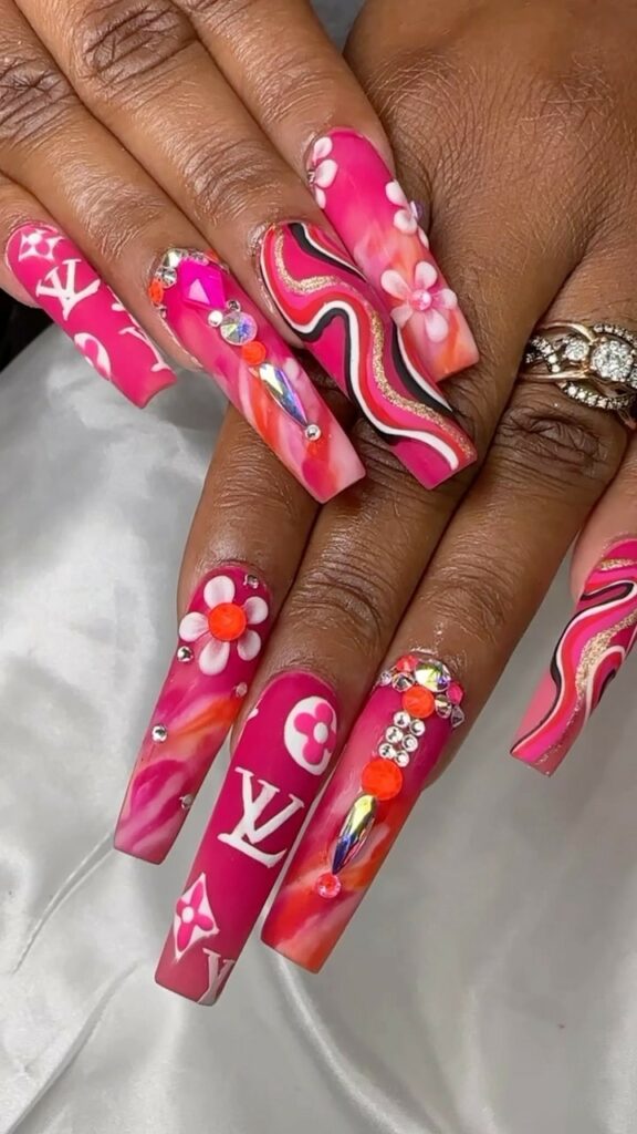 14 examples of pink glitter nails that'll make you smile | Kiara Sky  Professional Nails