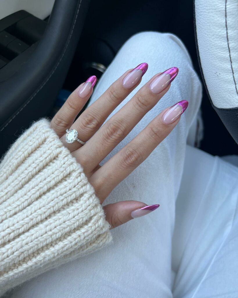 Metallic Pink Tips Engagement Nail