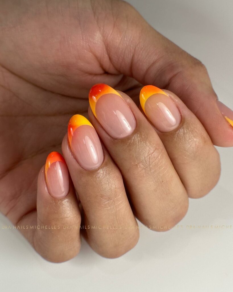 Ombre Orange French Tip Nails