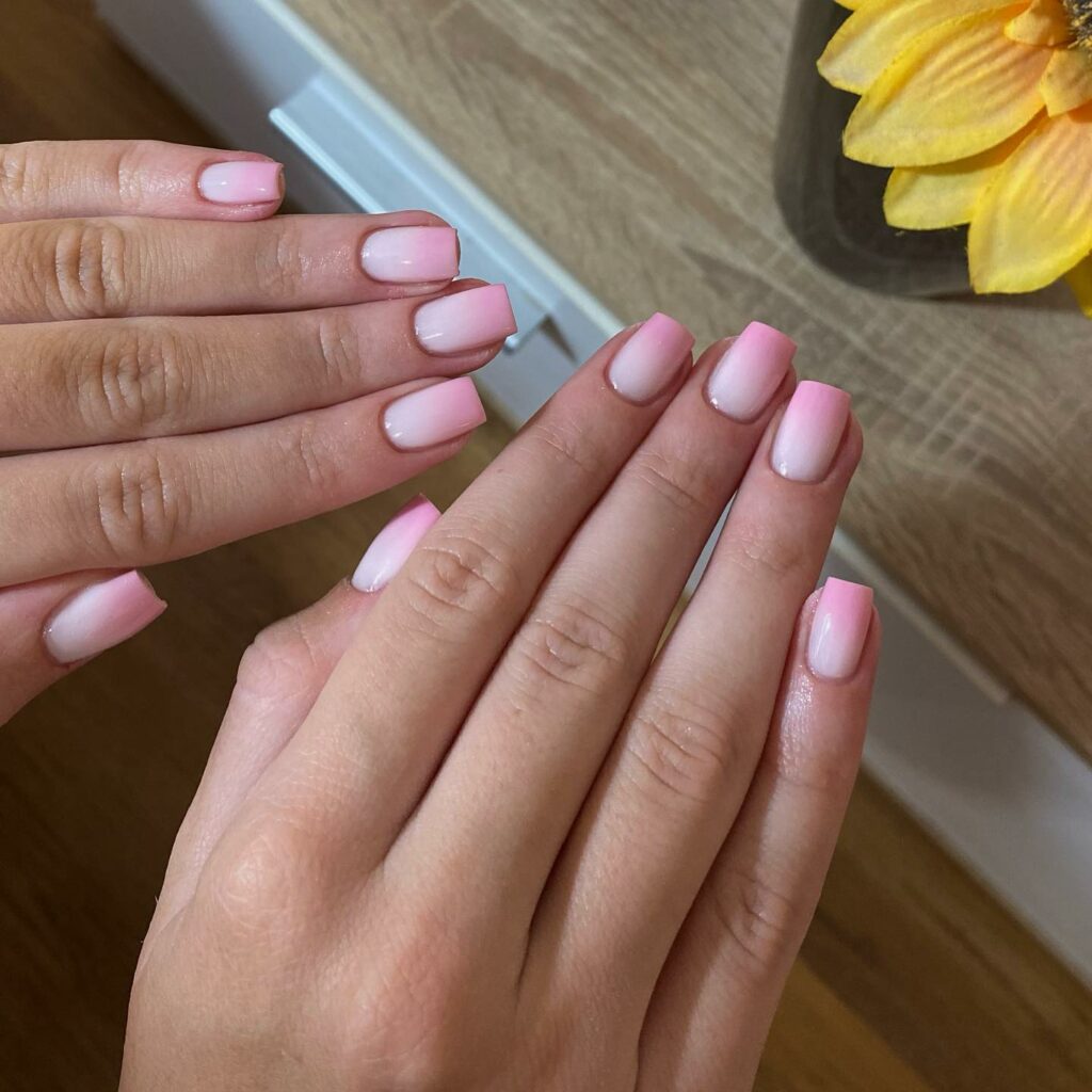 Ombre Square Short Pink Nails