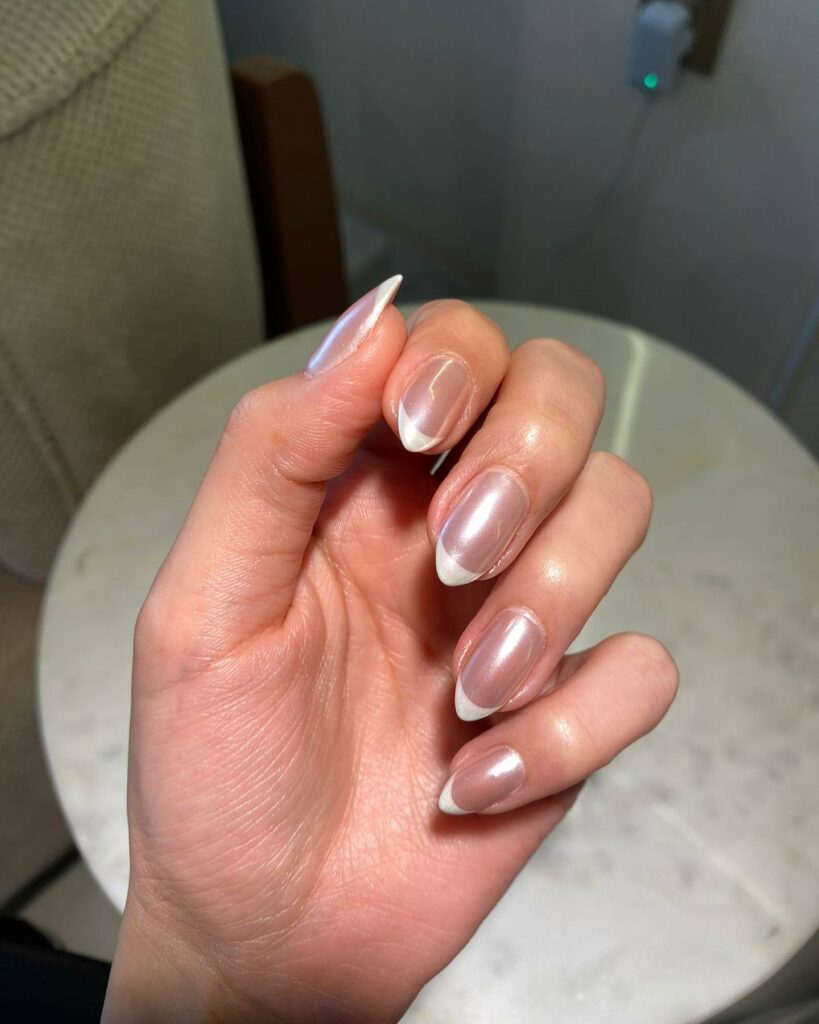 Nude Nails with White French Tips