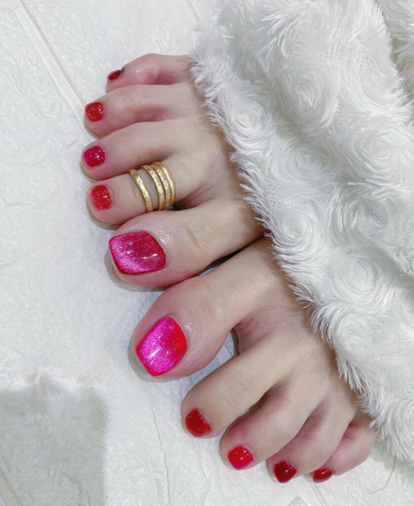 Hot Pink Chrome Pedicure