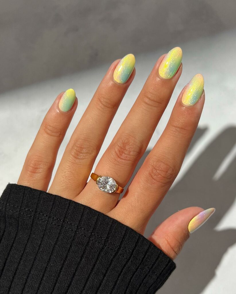Yellow Cotton Candy Nails