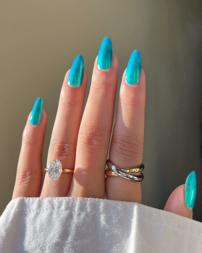 Light Blue Engagement Nail