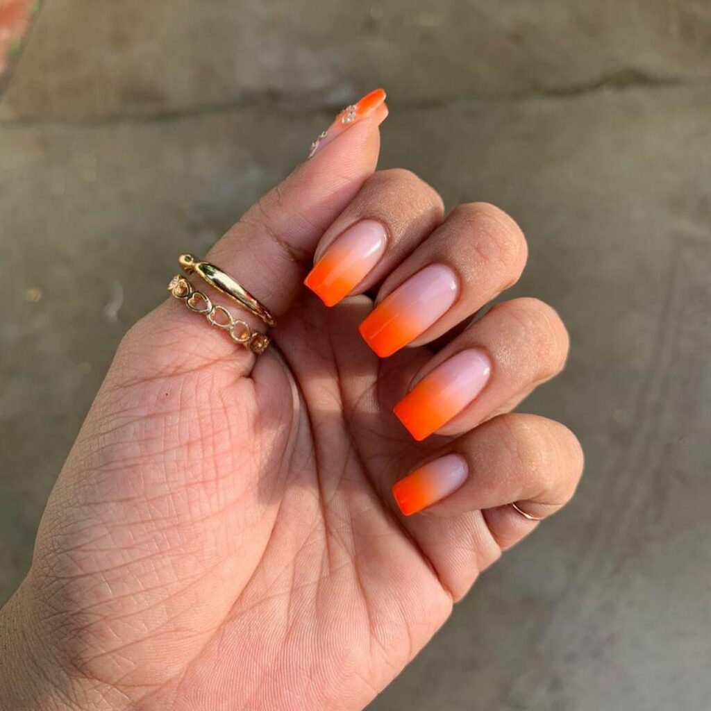 30 Latest Orange Ombre Nail Designs To Try In 2024! 10 Medium Long Orange Ombre Nails