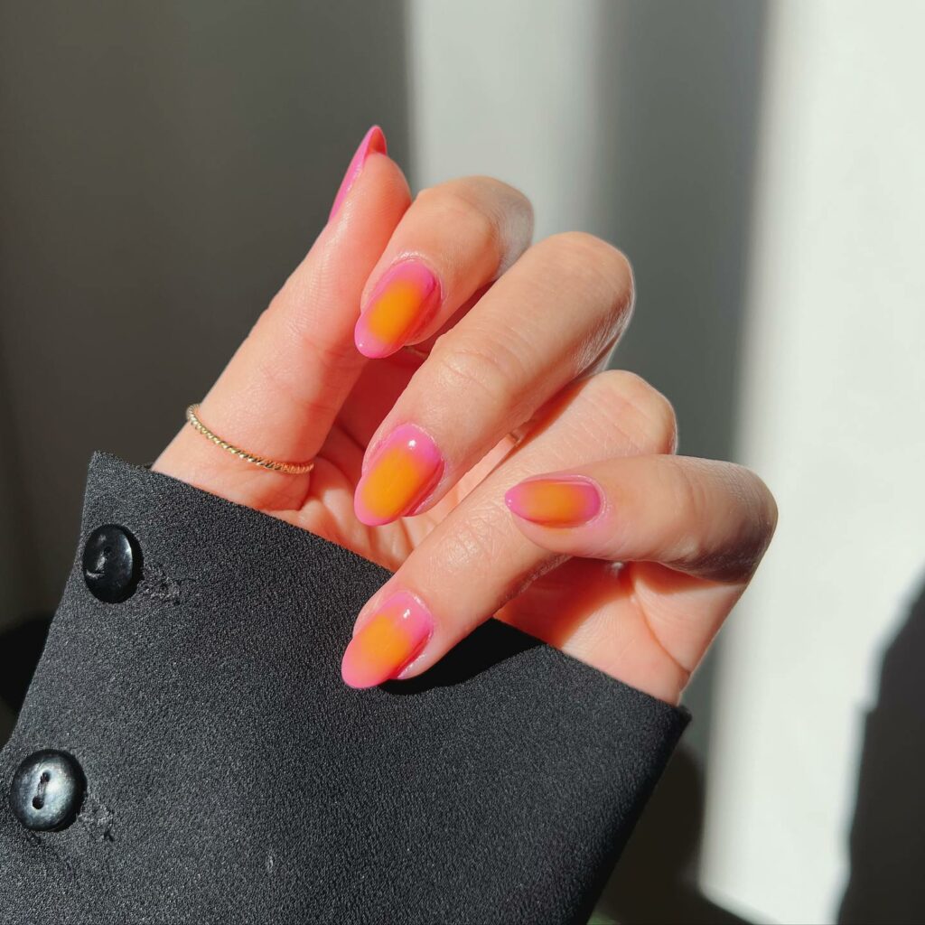 Pink And Orange Aura Nails