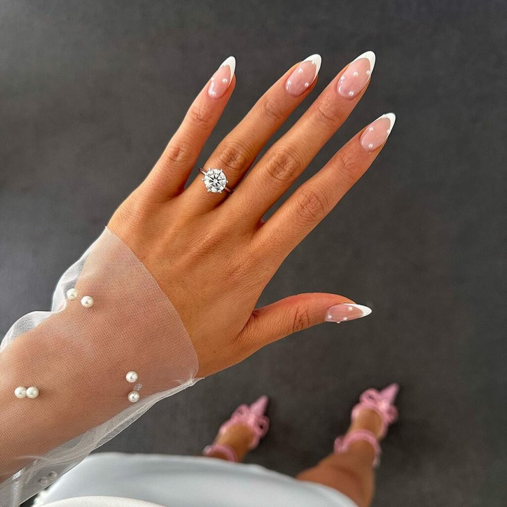 White French Nail With Bubbles