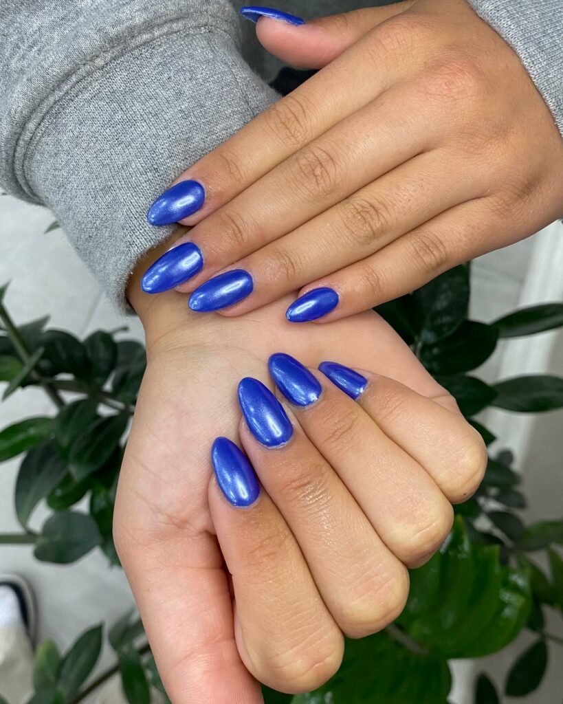 Metallic Royal Blue Nails