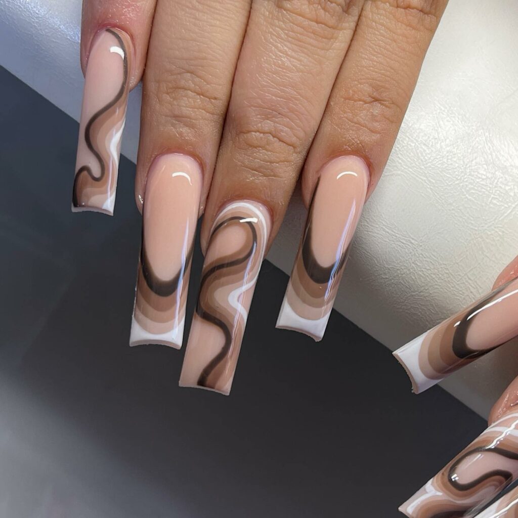 Ombre Shades Brown French Tips Nail