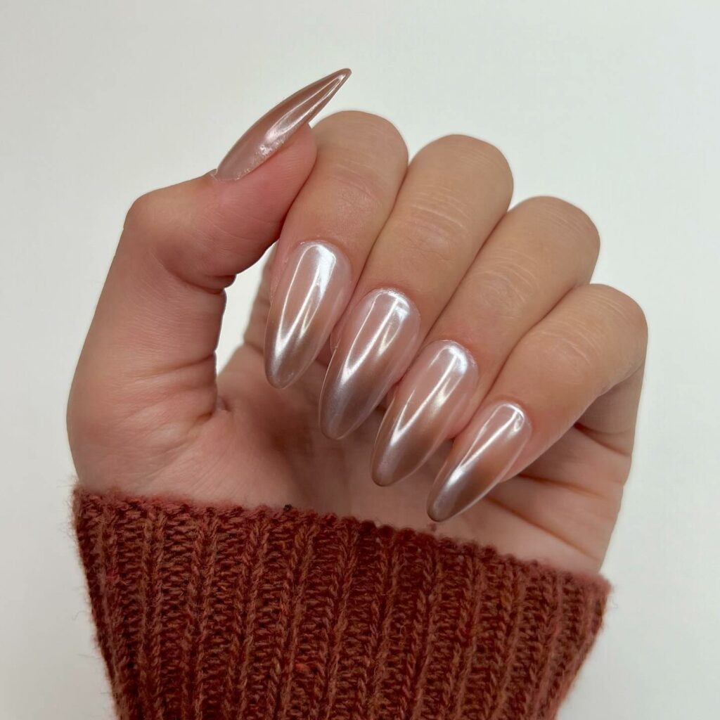 Nude Chrome Ombre Nails