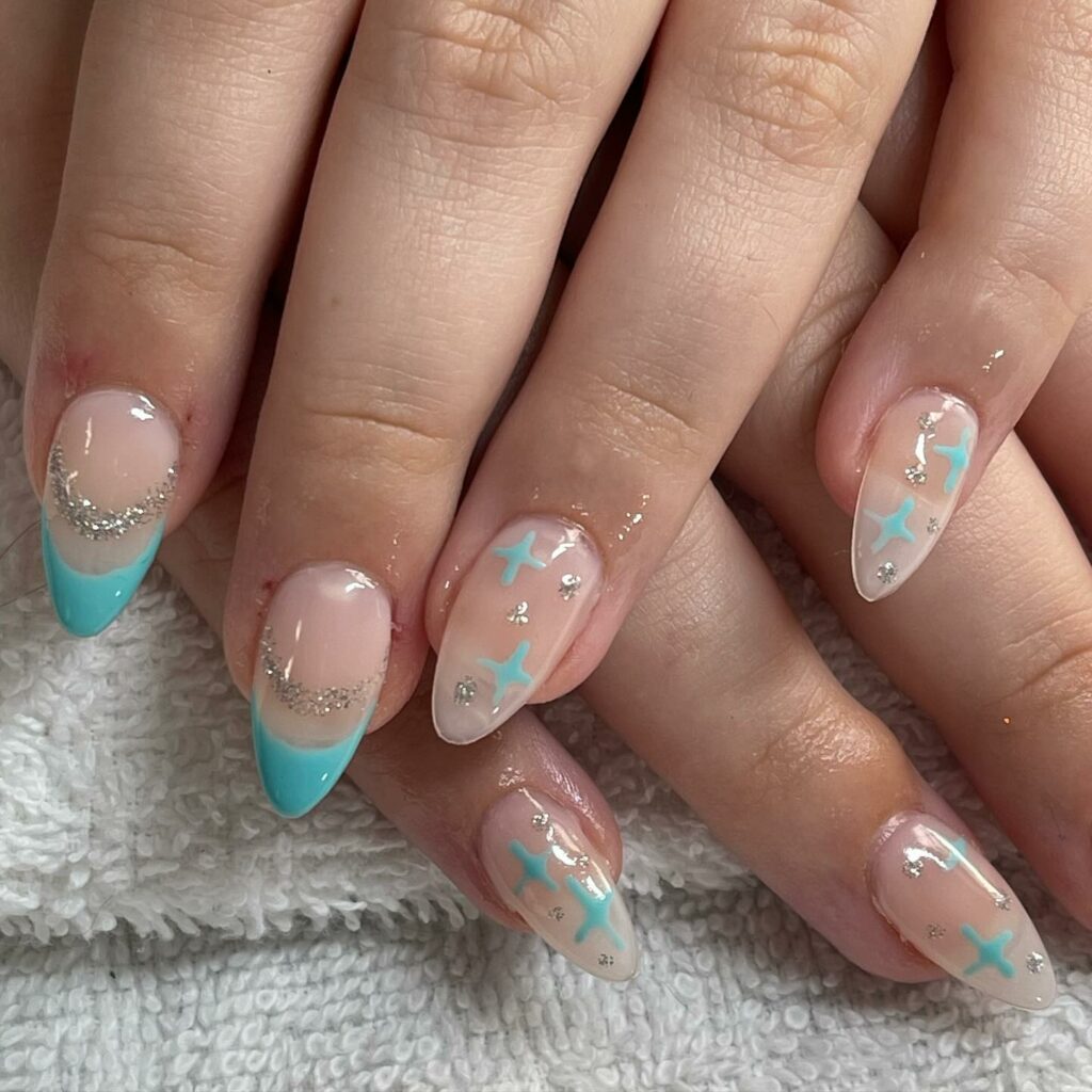 Mani With Star-Like Designs 