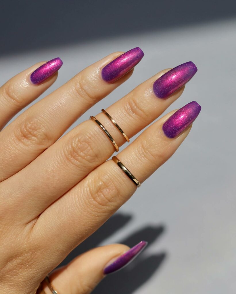 Purple Pink Metallic Nails