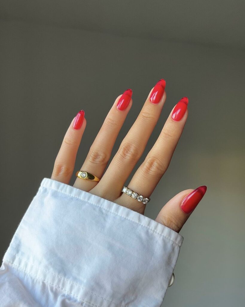 Acrylic Red Almond Nails