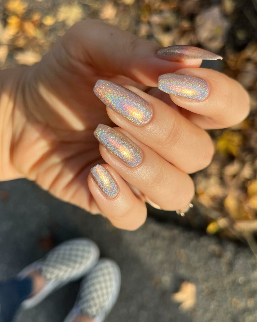 Gold Holographic Nail