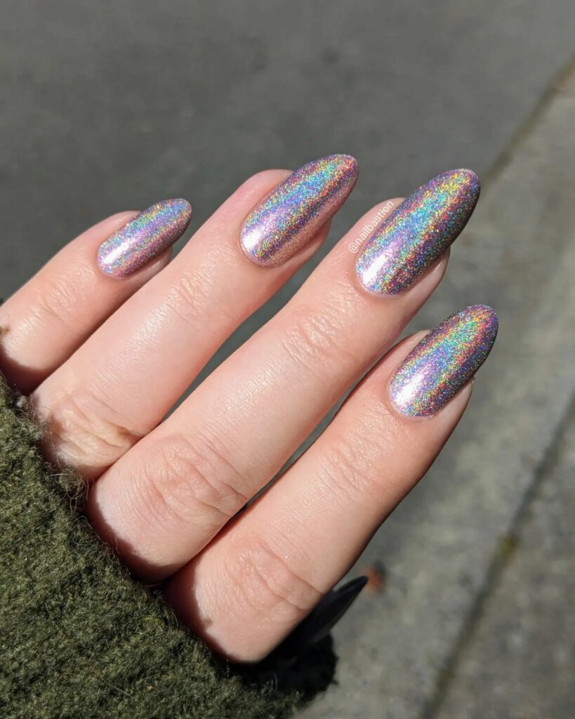 Almond Holographic Nail