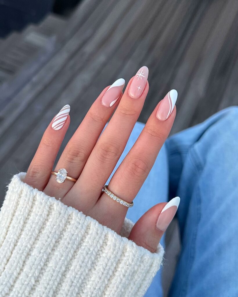 Abstract White Winter Nails