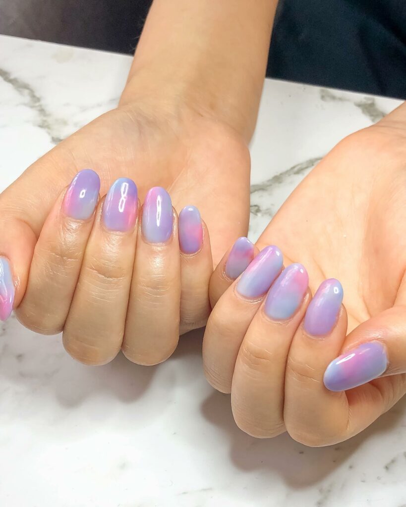 Sky-Inspired Cotton Candy Nails