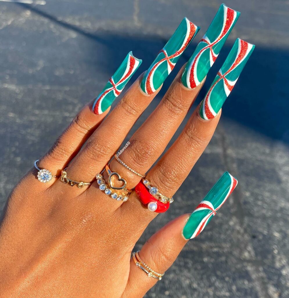 Candy Cane Stripes on Turquoise