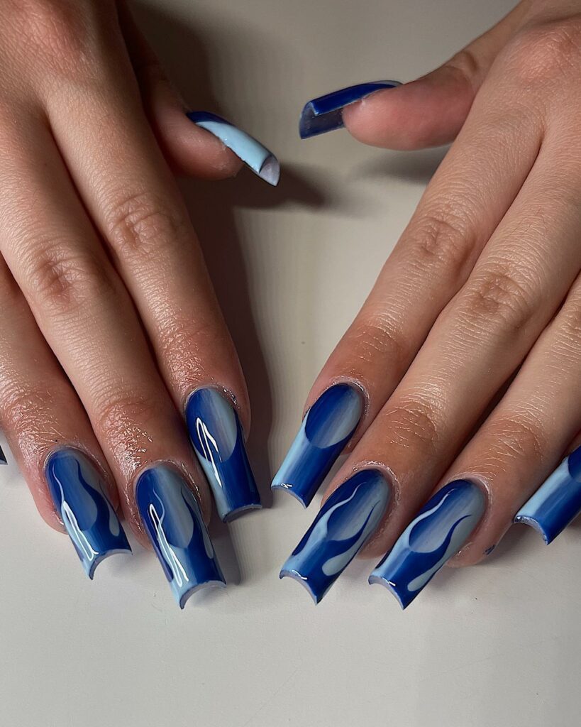 Artistic Abstract Blue Coffin Nails