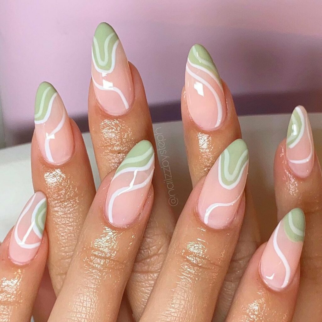 Modern Abstract Mint Green Nails
