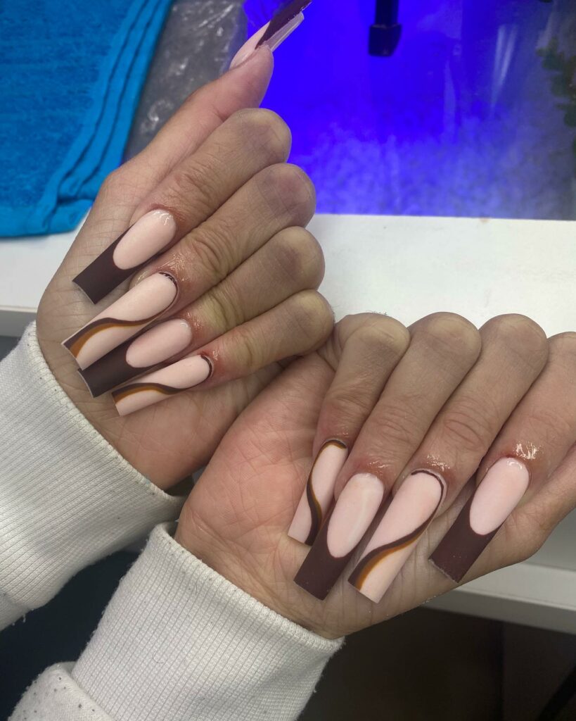 Acrylic Brown French Nails