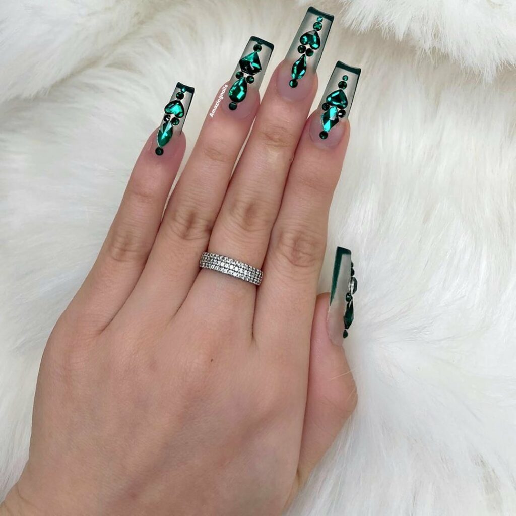 Lustrous Acrylic Green Christmas Nails