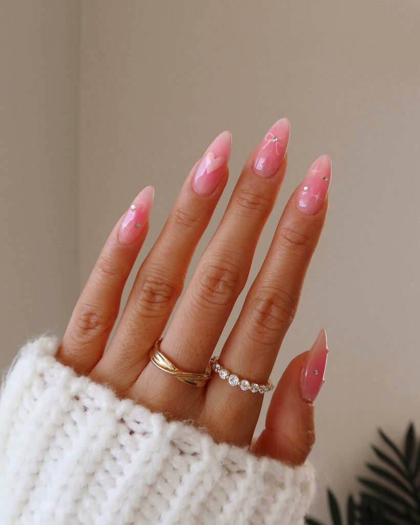 Gracefully Shaped Almond Baby Pink Nails