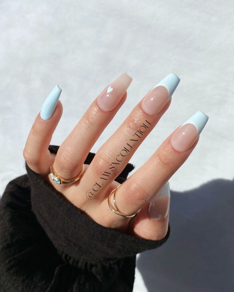 Soft Baby Blue Coffin Nails for a Delicate Touch