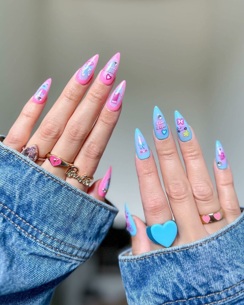 Barbie Inspired Blue Disney Nails