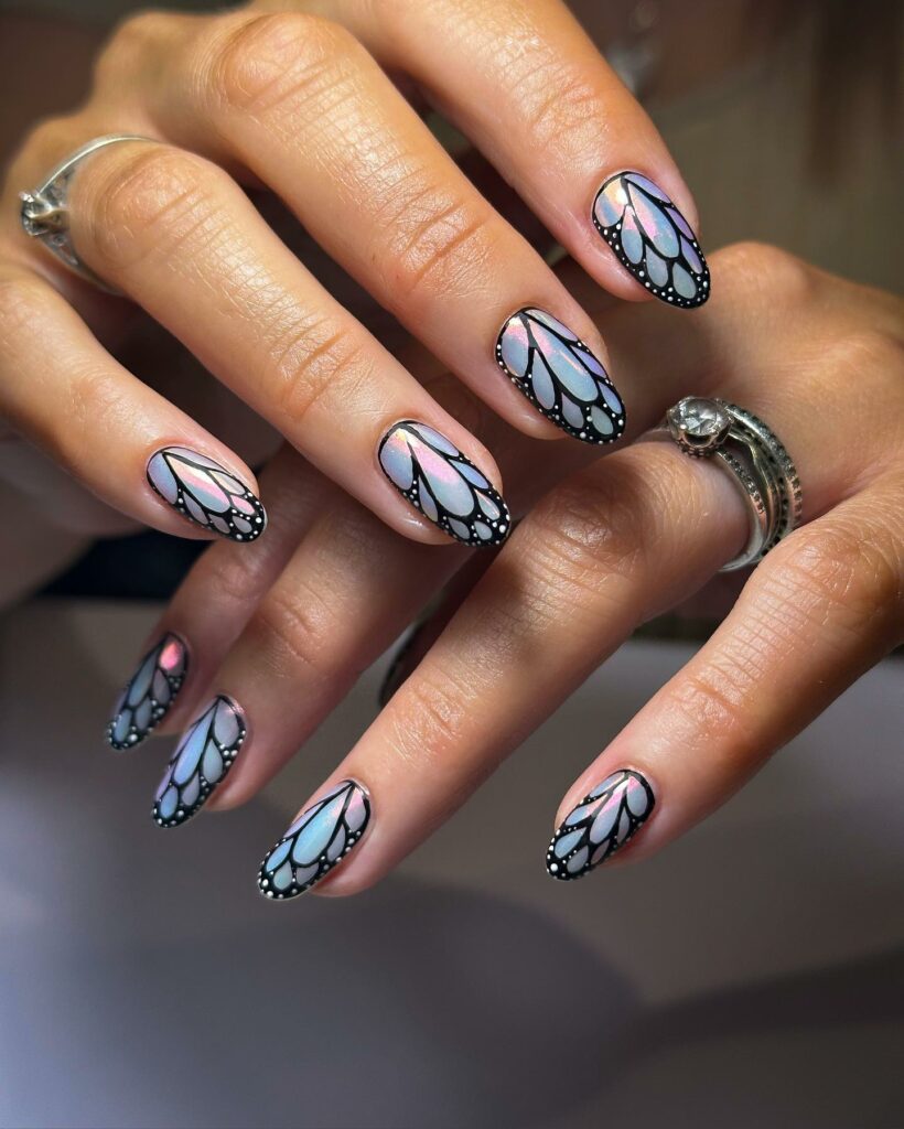 Soft Pastel Wingged Butterfly Nails