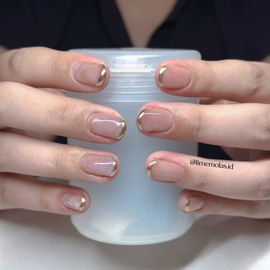 Blush Pink with Gold French Nails