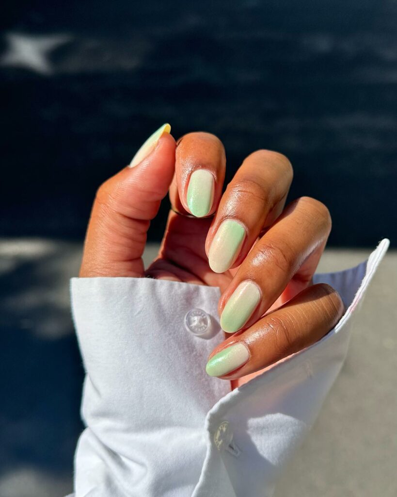 Delicate Blush Mint Green Nails
