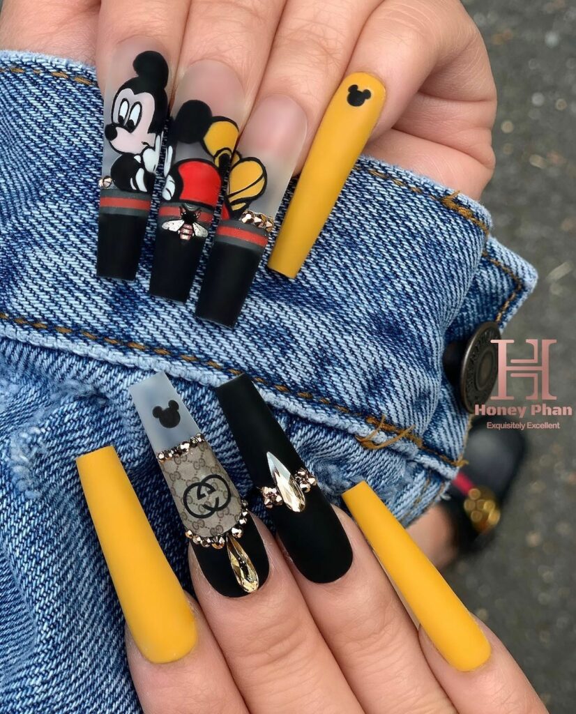 Chic and Sleek Mickey Mouse Nails