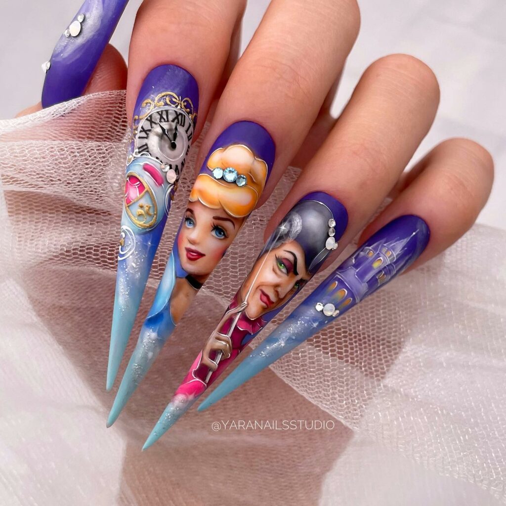 Enchanting Tales of Cinderella Cartoon Nails