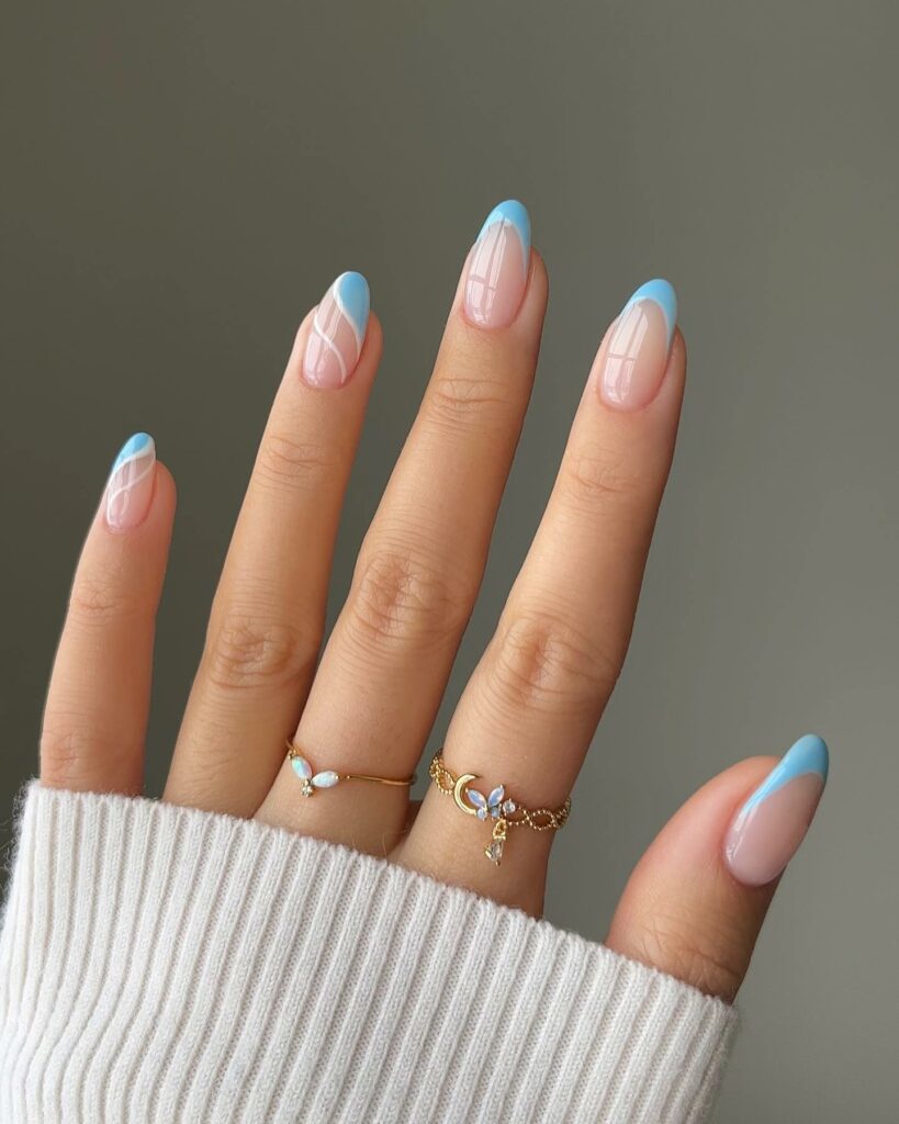 Cinderella Inspired French Blue Nails