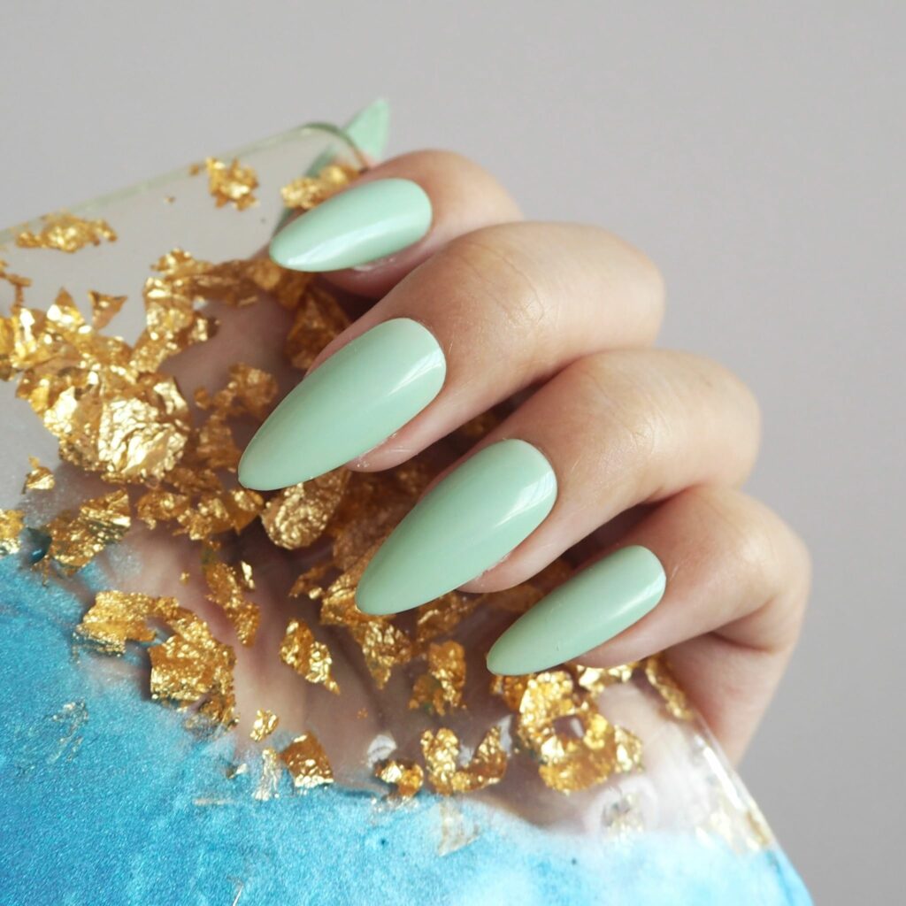 Timeless Classic Almond Mint Green Nails
