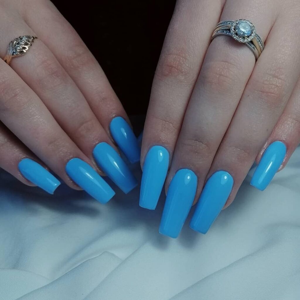Timeless Classic Blue Coffin Nails