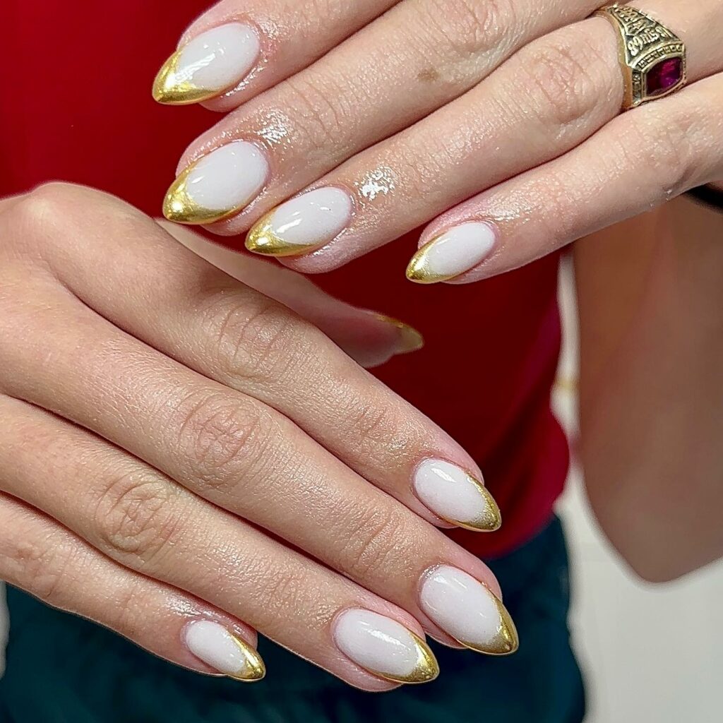 Classic Gold French Nails