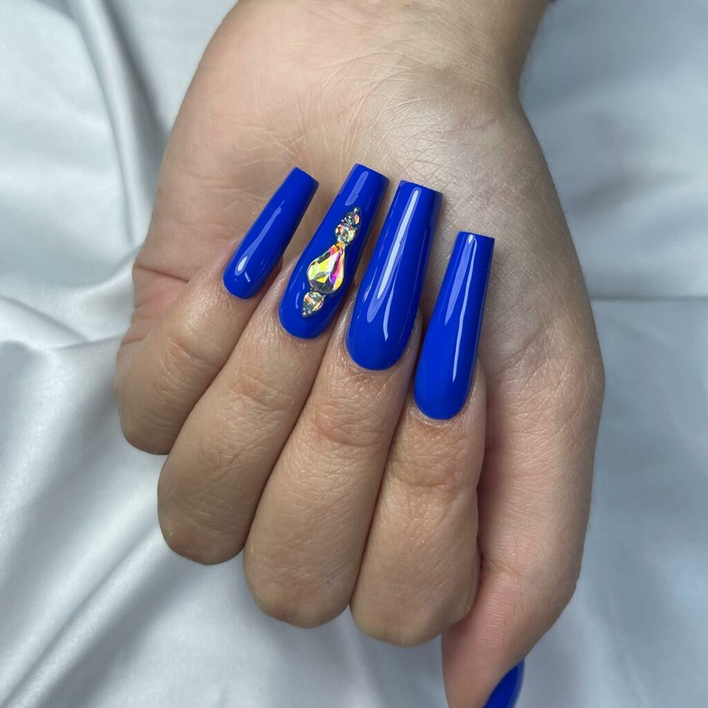 Sophisticated Sapphire Blue Coffin Nails